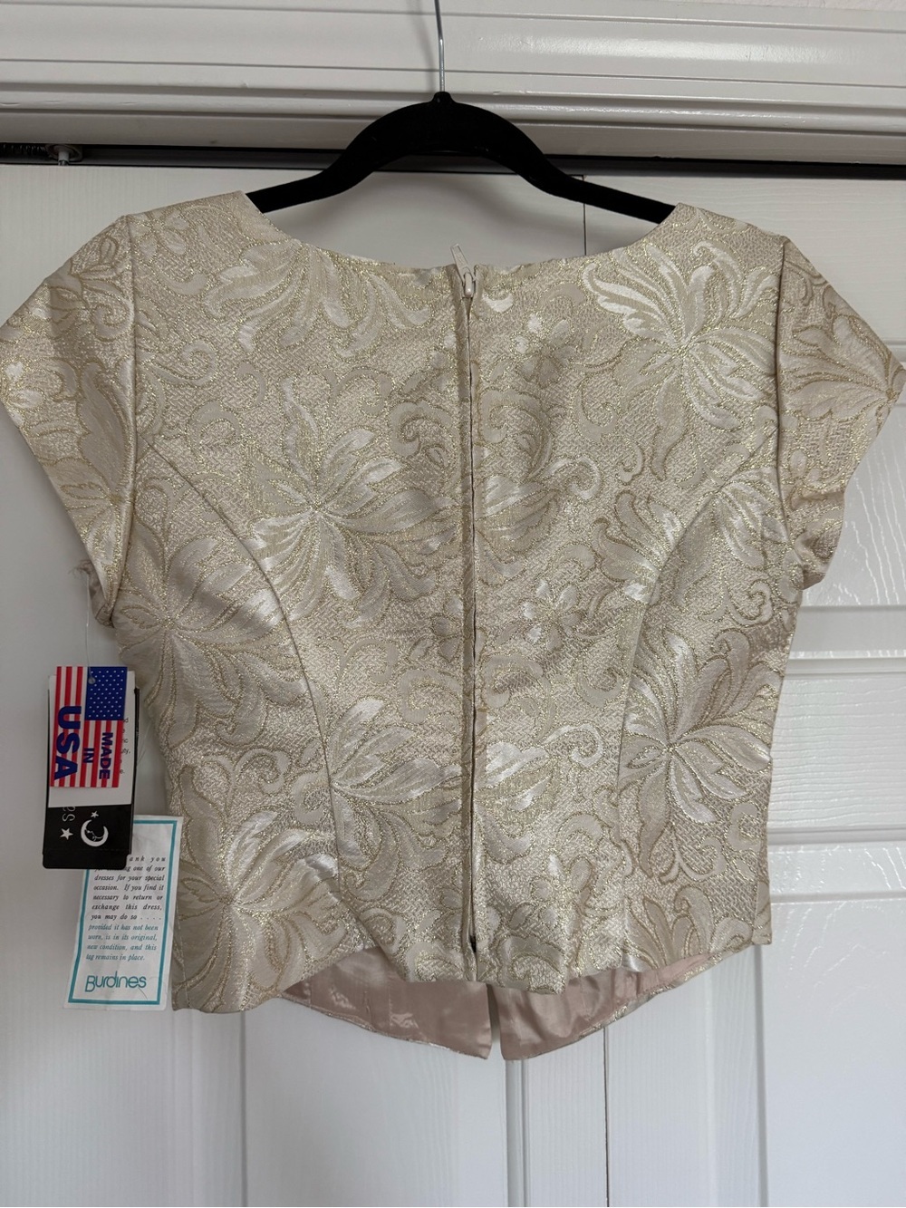 Y2K Gold Brocade Corset Top Rhinestone Party Glam Coquette - Picture 7 of 9